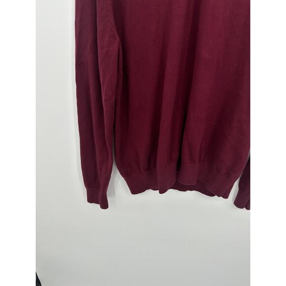 Lands End Mens Pima Cotton Burgundy Red Sweater Size XL V Neck Pullover Knit - Picture 3 of 6